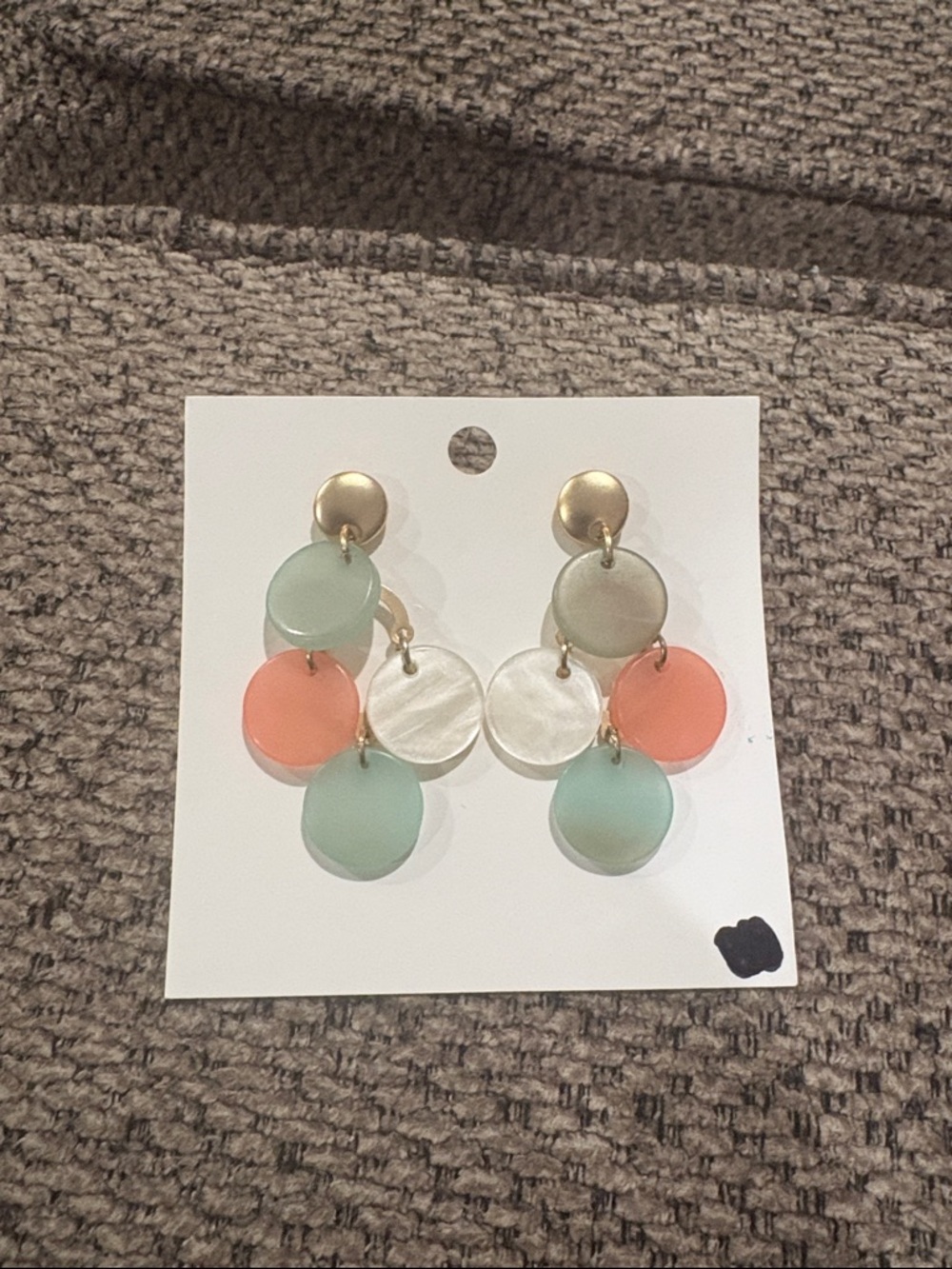 2 pair Colorful Earrings - Mint, Coral & Purple